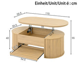 Table basse MDF ton bois avec plateau relevable