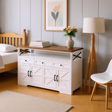 Buffet rustique blanc et brun avec 3 tiroirs et 2 portes