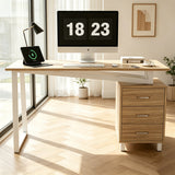 Bois naturel et blanc bureau MDF avec rangement