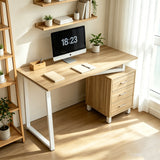 Bois naturel et blanc bureau MDF avec rangement