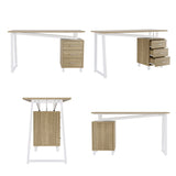 Bois naturel et blanc bureau MDF avec rangement