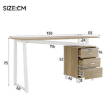 Bois naturel et blanc bureau MDF avec rangement