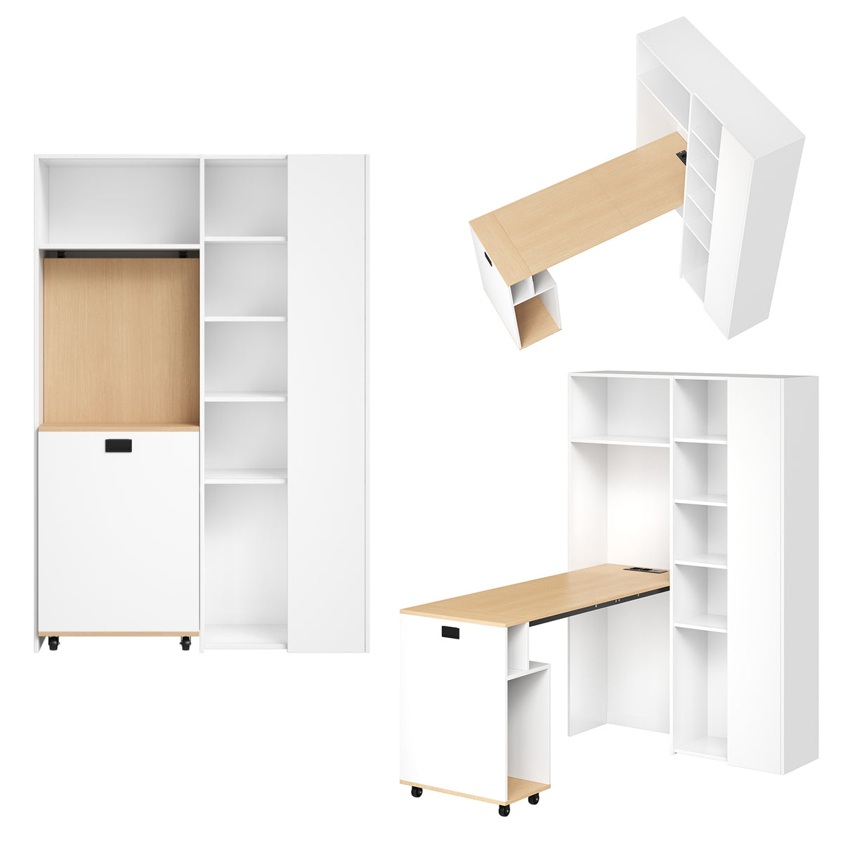 Bureau MDF blanc pliable 2 en 1