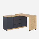 Bureau pivotant multifonctionnel en MDF gris et chêne