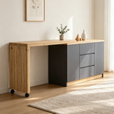 Bureau pivotant multifonctionnel en MDF gris et chêne