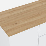Bureau pivotant multifonctionnel en MDF blanc et chêne