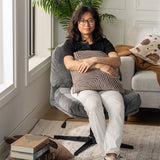 Swivel and adjustable lounge chair in gray corduroy - ALINTONEX