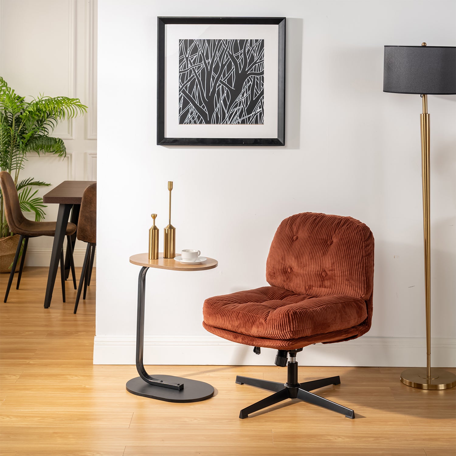 Poltrona lounge girevole e regolabile in velluto a coste color mattone - ALINTONEX