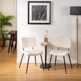 Lot de 4 chaises de salle à manger scandinaves en tissu mouton boulette beige - POMONA