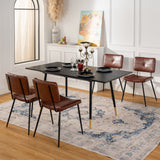 Set von 4 industriellen Esstühle in braun geöltem Leder - Pomona