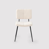 Lot de 4 chaises de salle à manger scandinaves en tissu mouton boulette beige - POMONA