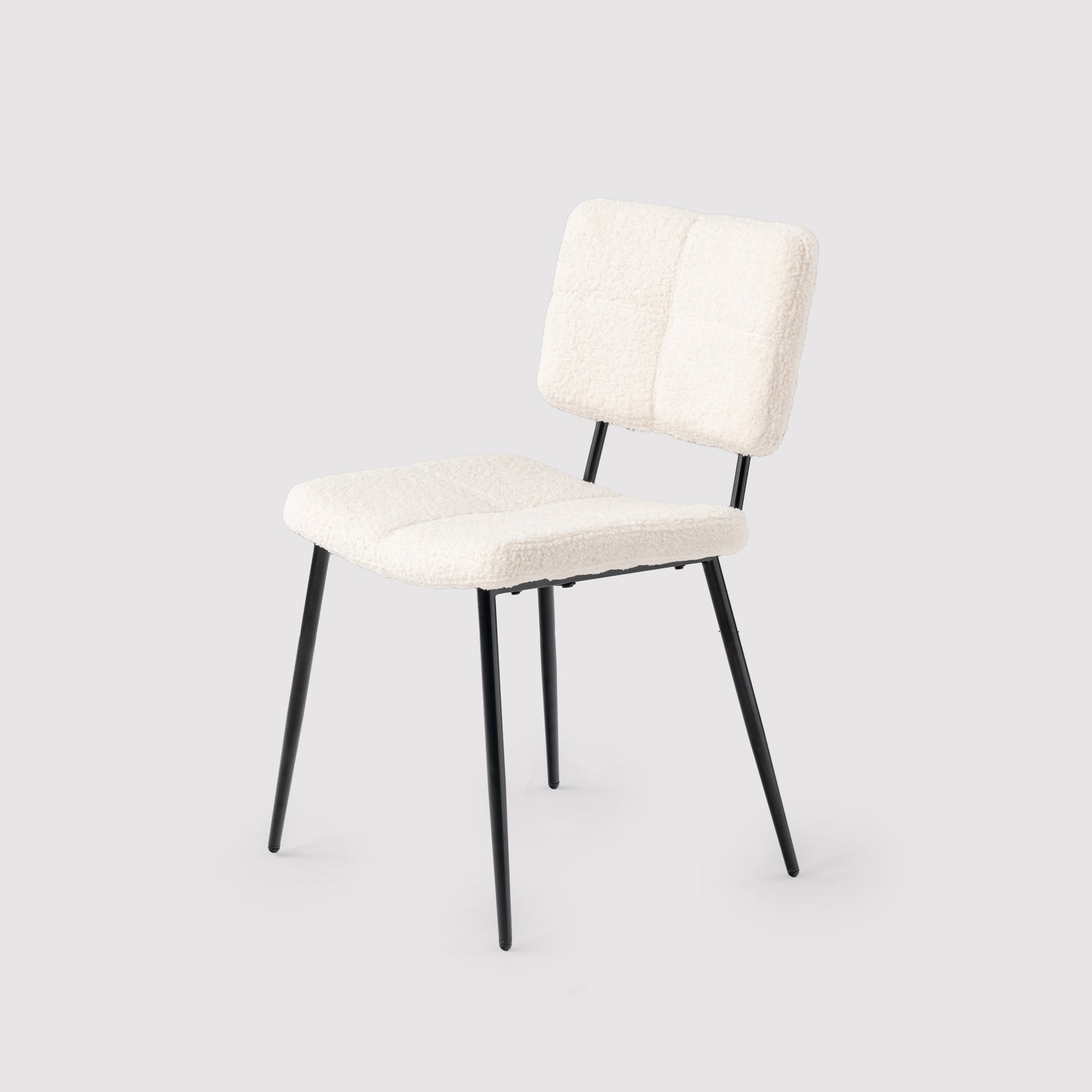 Lot de 4 chaises de salle à manger scandinaves en tissu mouton boulette beige - POMONA