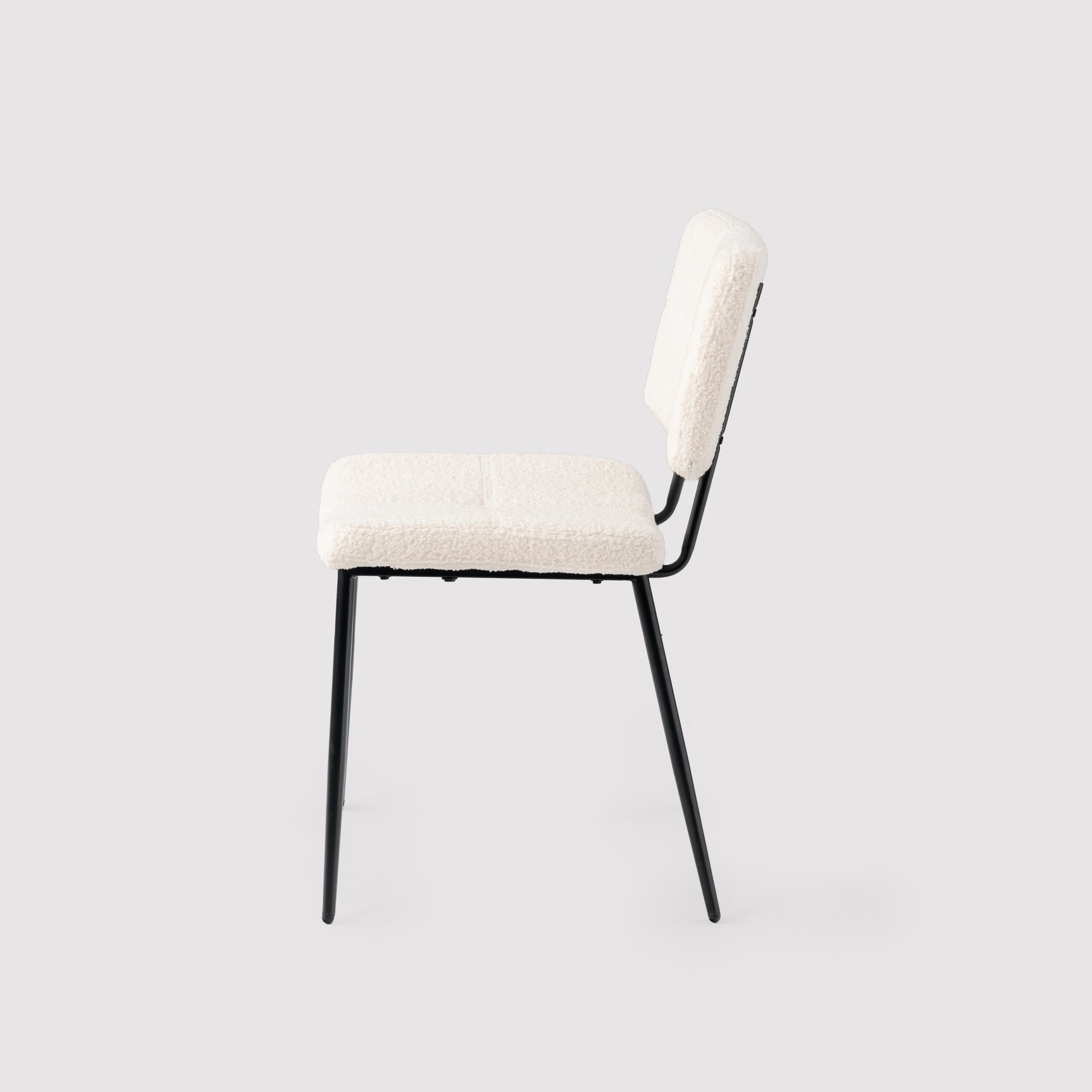 Lot de 4 chaises de salle à manger scandinaves en tissu mouton boulette beige - POMONA