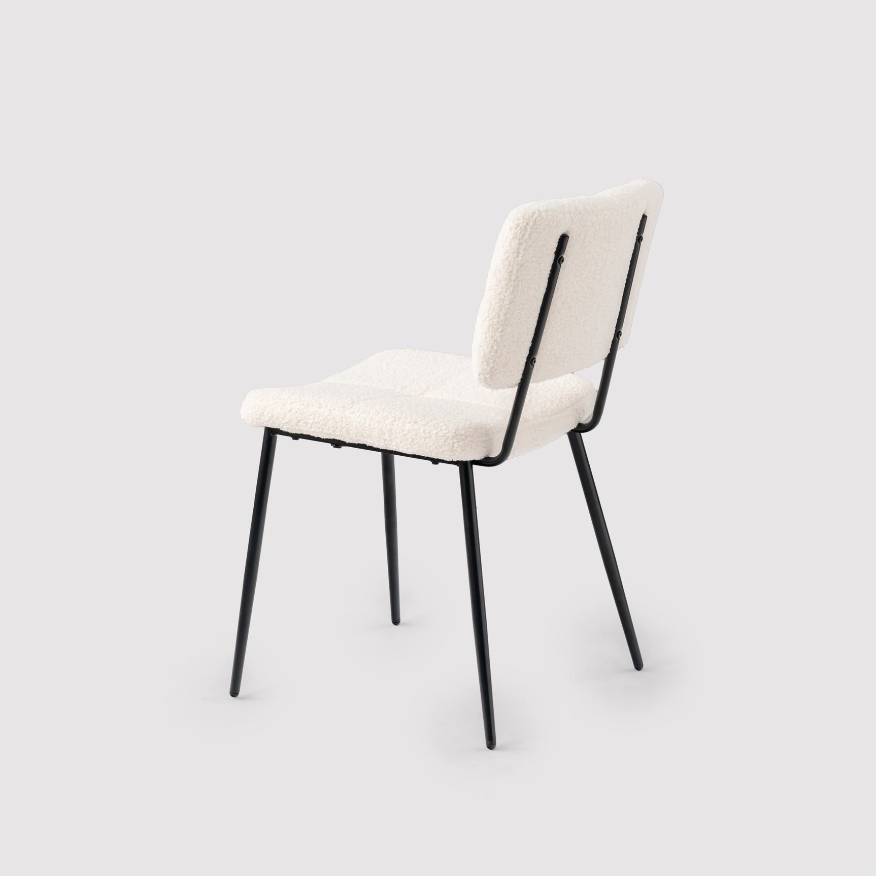 Lot de 4 chaises de salle à manger scandinaves en tissu mouton boulette beige - POMONA