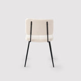 Lot de 4 chaises de salle à manger scandinaves en tissu mouton boulette beige - POMONA