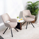 Set mit 6 skandinavischen Esszimmerstühlen mit Armlehnen aus beigem Stoff – BETH