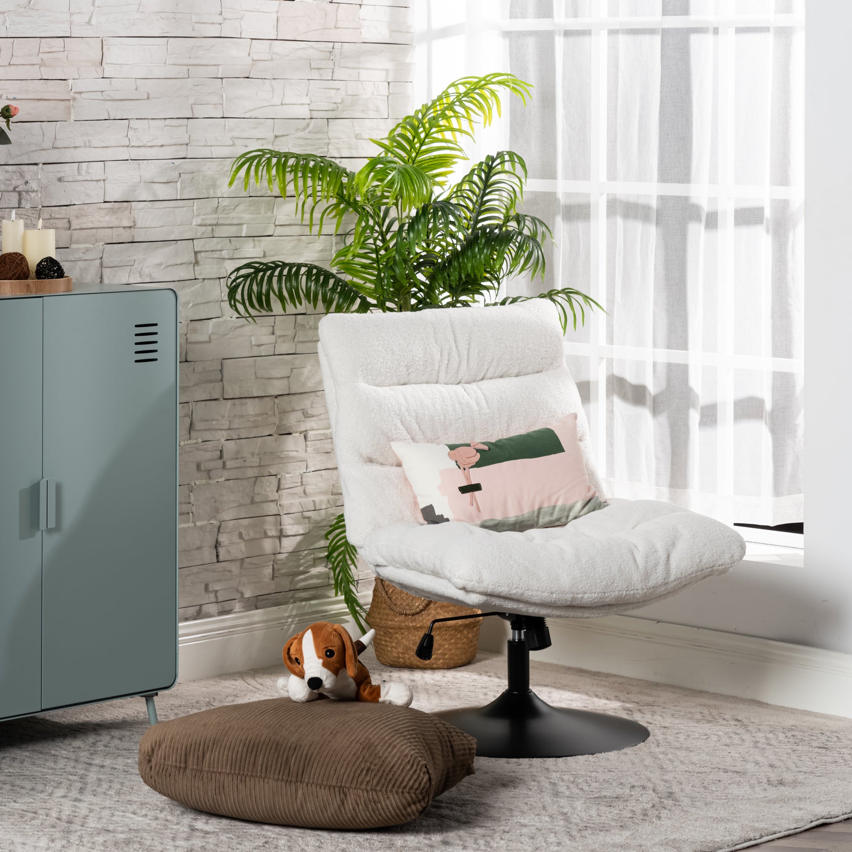 Recretion Stuhl Verstellbare Stoffschafe Locken 360 ° - Lambery