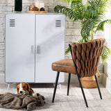 Weißes Metallschrank/Metallschließfach mit industriellem Stil mit Regalen und 2 Türen aus Walnuss