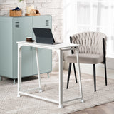 Bureau/table d'ordinateur pliant scandinave avec 4 roulettes en bois blanc et en métal blanc - ASCOLI