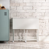 Bureau/table d'ordinateur pliant scandinave avec 4 roulettes en bois blanc et en métal blanc - ASCOLI