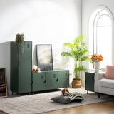 Armoire/Casier métallique vert au style industriel avec étagères - WALNUT
