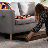 Bureau/table d'ordinateur industriel pliant avec 4 roulettes en bois et en métal noir - ASCOLI