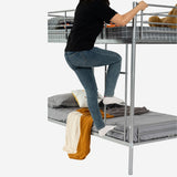 Lit superposé 2 places et 2 étages en métal argenté avec échelle 90x190cm (matelas non inclus) - TWIN