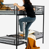 Lit superposé 2 places et 2 étages en métal noir avec échelle 90x190cm (matelas non inclus) - TWIN