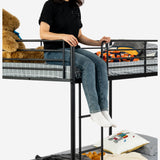 Lit superposé 2 places et 2 étages en métal noir avec échelle 90x190cm (matelas non inclus) - TWIN