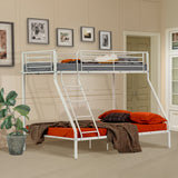 Lit superposé 3 places et 2 étages en métal blanc avec échelle 140x190cm et 90x190cm (matelas non inclus) - JAZZ