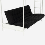 Ensemble lit superposé 90x190cm avec banquette convertible en métal blanc, et matelas futon pliable 2 places - LIBERTY N MICA
