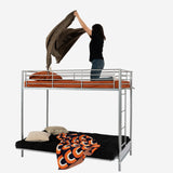 Bunk bed 90x190cm with convertible bench sofa and silver metal slats (mattress not included) - Liberty