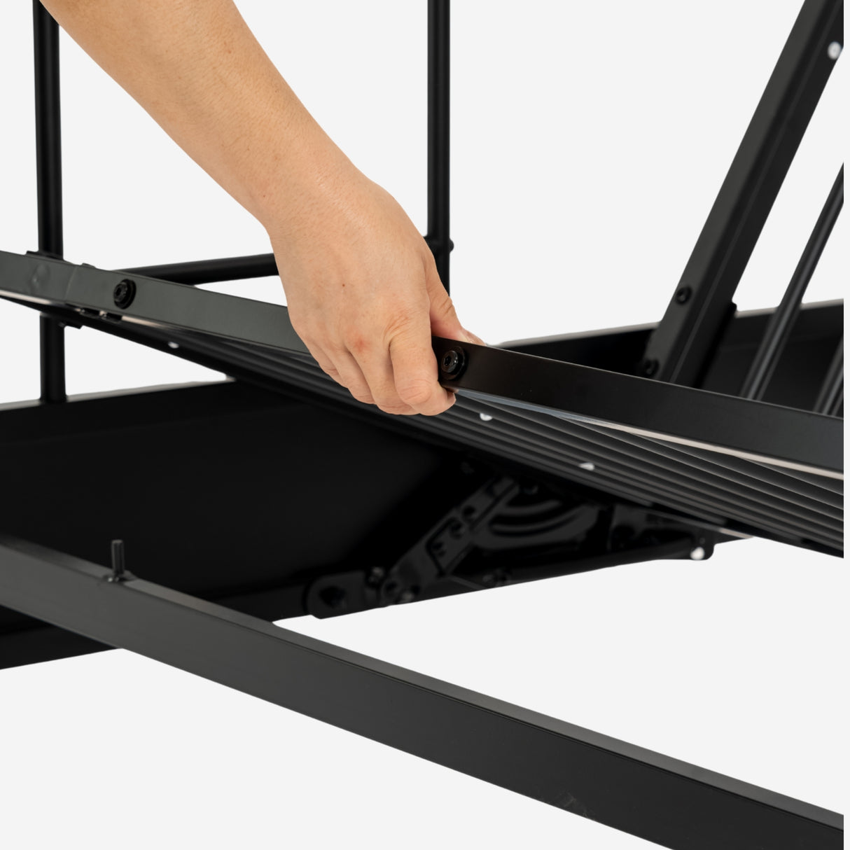 Lit superposé 90x190cm avec banquette convertible canapé et sommier à lattes en métal noir (matelas non inclus) - LIBERTY