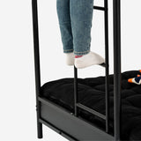 Ensemble lit superposé 90x190cm avec banquette convertible en métal noir, et matelas futon pliable 2 places - LIBERTY N MICA