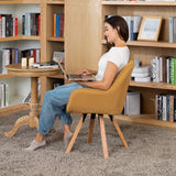 Set di 4 comode sedie da pranzo in tessuto giallo con rotazione a 360° - CARSON FABRIC YELLOW 4PZ