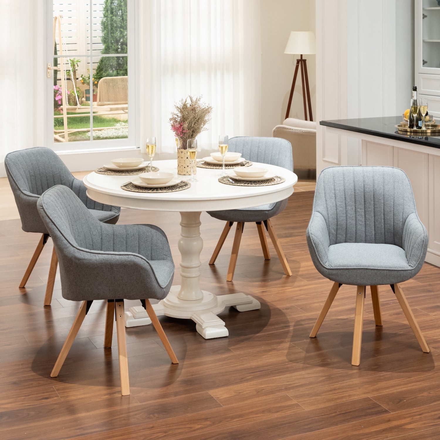 Set aus 4 bequemen grauen Stoff-Esszimmerstühlen mit 360°-Drehgelenk – CARSON FABRIC GREY 4STK