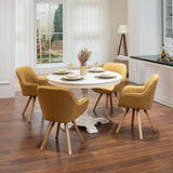 Set di 4 comode sedie da pranzo in tessuto giallo con rotazione a 360° - CARSON FABRIC YELLOW 4PZ