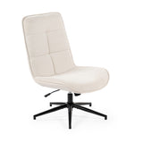 Fauteuil de loisirs réglable en tissu chenille beige pivotant à 360° - CHARLOTTE