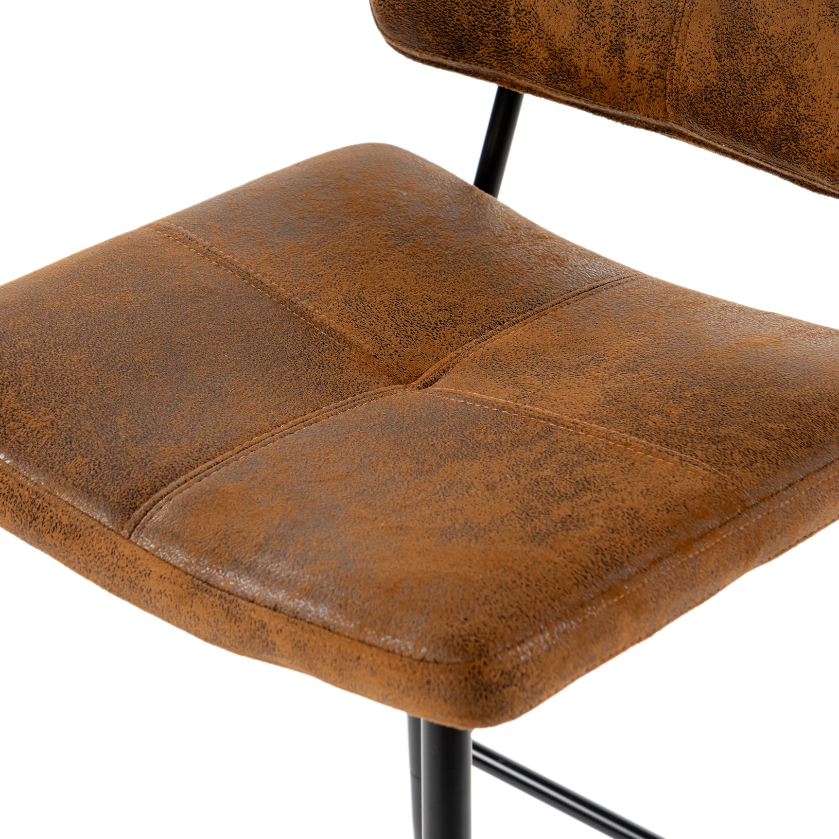 Set mit 6 industriellen Barhockern mit Wildlederrücken – POMONA BAR