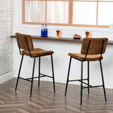 Set mit 2 industriellen Barhockern mit Wildlederrücken – POMONA BAR