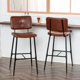 Set von 2 Industrie -Barhocker mit braun geölte Leder -Rückenlehne - Pomona Bar