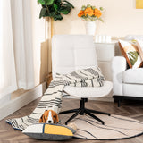 Verstellbarer Freizeitsessel aus beigem Chenille-Stoff, um 360° drehbar – CHARLOTTE