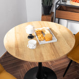 Table salle à manger ronde vintage 2-4 personnes en chêne et métal noir - CLIFT