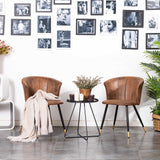 Set of 4 retro suede dining room chairs, black and gold metal legs, DONCIC SUEDE BROWN BG 4PCS