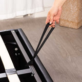 Lit coffre 2 places (140x190) avec sommier à lattes au style scandinave en similicuir noir - MAJESTY