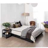 Lit coffre 2 places (140x190) avec sommier à lattes au style scandinave en similicuir noir - MAJESTY