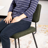 Lot de 2 chaises de salle à manger industrielles en tissu vert - KAROMI