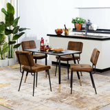 Set mit 6 industriellen Esszimmerstühlen aus Wildleder – KAROMI