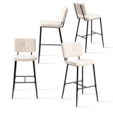 Juego de 4 taburetes de bar escandinavos con respaldo en tejido de piel de oveja beige - POMONA BAR