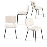 Lot de 4 chaises de salle à manger scandinaves en tissu mouton boulette beige - POMONA